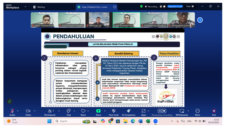 PPPM POLTEKPEL SURABAYA SELENGGARAKAN SEMINAR HASIL PENELITIAN DOSEN TAHUN 2025 SECARA DARING
